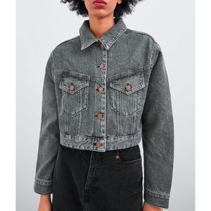 Zara Gray Cropped Jean Jacket